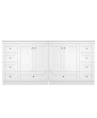 Sillysis 72 Inch Double Sink Bathroom Vanity, Modern Freestanding Mdf Cabinet with Soft Close Drawers and Ceramic Sinks for Ample Storage