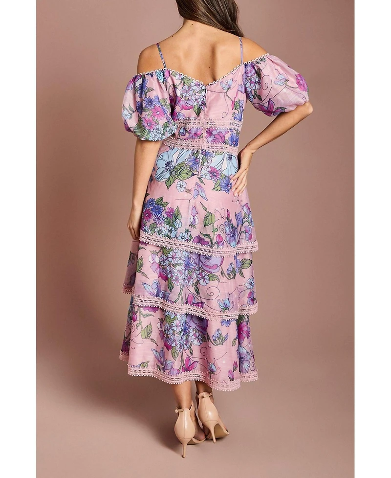 Coast Women's Printed Lace Midi Dress