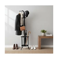 Slickblue Freestanding Metal Coat Rack with Umbrella Holder for Hallway