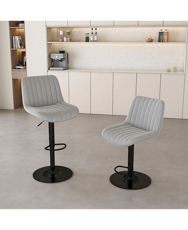 flynama Swivel Adjustable Bar Stools Set of 2, Soft Knit Fabric