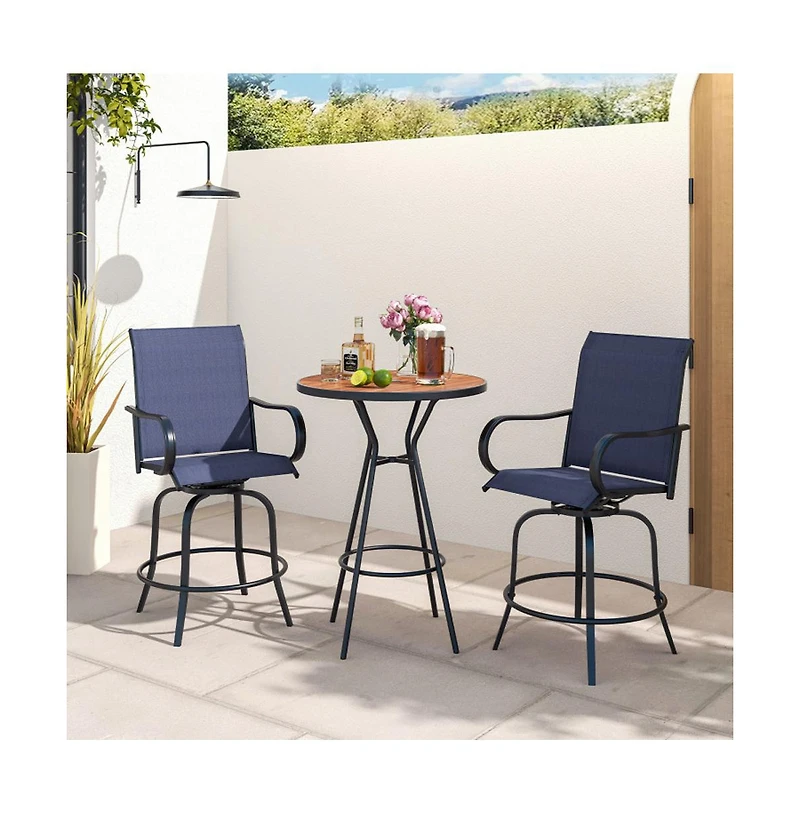 Boyel Living 2 Pieces 360 Rotating Bar Stool Set with Armrests for Patio
