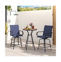 Boyel Living 2 Pieces 360 Rotating Bar Stool Set with Armrests for Patio