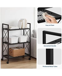 gaomon 3-Tier Metal Frame Slim Shoe Rack with Non Woven Shelves & Wheels