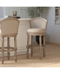 Boyel Living Classic Solid Wood Bar Stool with Mixed Upholstered Seating