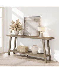 gaomon 70.8" Extra Long Console Table, 2 Tier Narrow Sofa Table for Behind Couch, Entryway Hallway Living Room, Farmhouse Style
