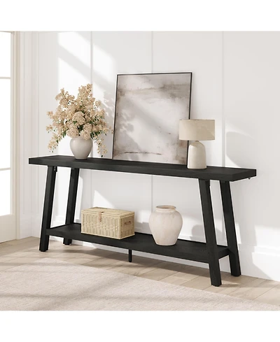 gaomon 70.8" Extra Long Console Table, 2 Tier Narrow Sofa Table for Behind Couch, Entryway Hallway Living Room, Farmhouse Style