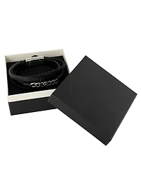 Lucky Brand Men s Multi Row Leather & Chain 8.25'' Bracelet with Compass Emblem