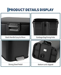 Gaomon Dual Compartment Step Trash Can, 2 x 30L Stainless Steel Recycle Bin with Independent Lids and Removable Inner Buckets