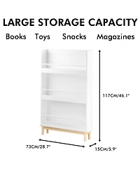 Rainsken Wall-Mounted Kids Bookshelf, 3-Tier Display Shelf, Natural Wood Base, for Bedroom Living Room Office School