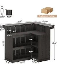 Tribesigns L-Shaped Home Bar Unit, 4-Tier Corner Liquor Bar Table with Wine Glasses Holder, for Home Pub