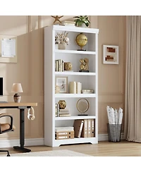 gaomon 75" Tall Farmhouse Bookshelf, 5 Tier Open Bookcase with Adjustable Shelves and Anti-Tip Design for Living Room
