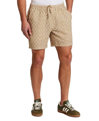 Vintage & Black Men's Drawstring Medallion Print Seersucker Short