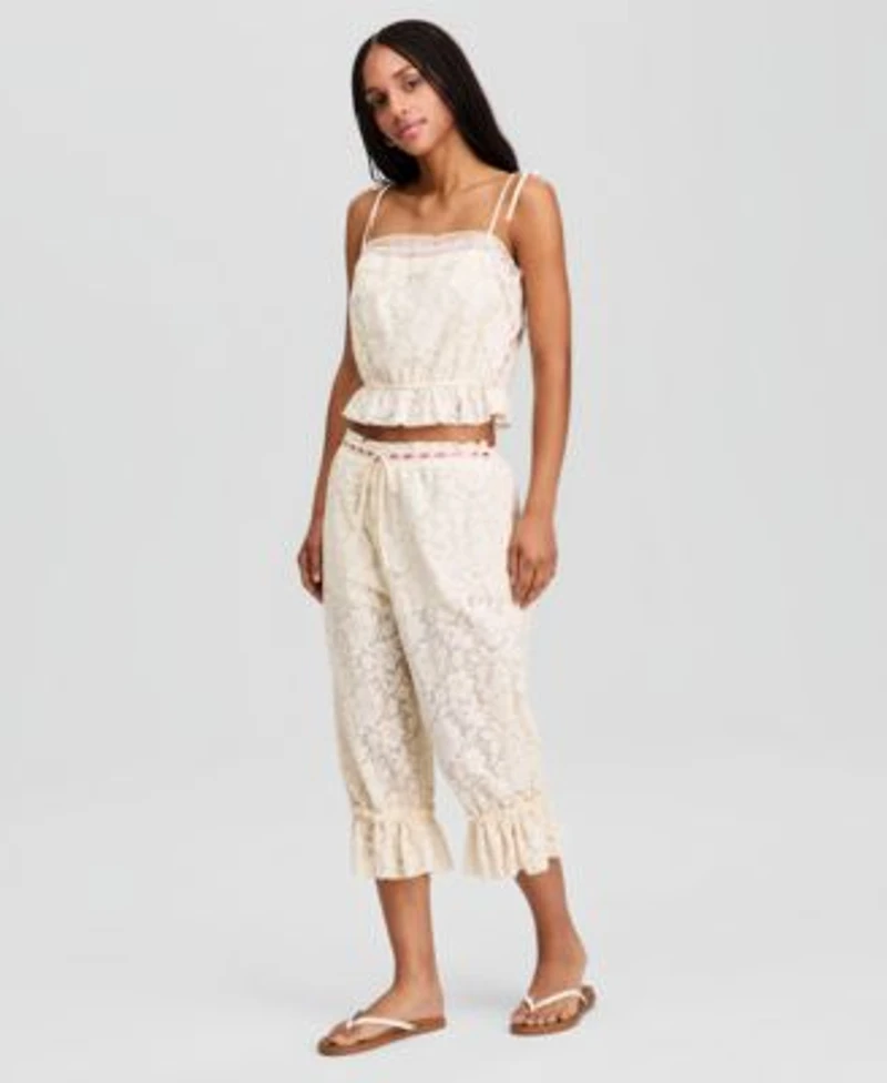 Now This Womens Ribbon Trim Lace Tank Ribbon Trim Balloon Pants Macys Exclusive