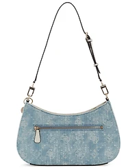 Guess Noelle Ii Washed Denim Zip-Top Small Shoulder Handbag