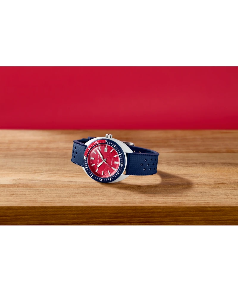 Bulova Men's Limited Edition Performance Snorkel "Sail the 4th" Blue Hnbr Rubber Watch, 41mm