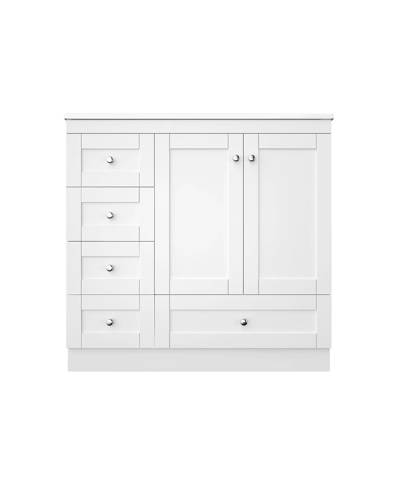 Sillysis Modern Bathroom Vanity with Ceramic Sink, Freestanding Mdf Cabinet, Soft Close Drawers for Small Spaces