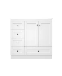 Sillysis Modern Bathroom Vanity with Ceramic Sink, Freestanding Mdf Cabinet, Soft Close Drawers for Small Spaces
