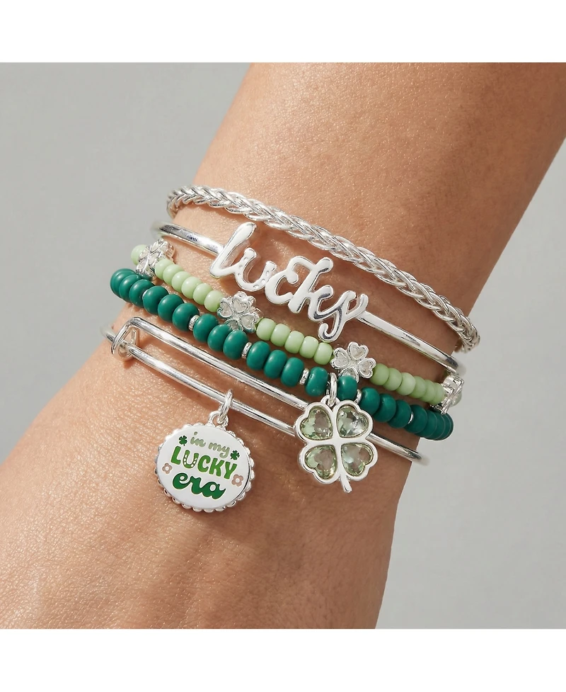 Alex and Ani Set of 5 Lucky Four-Leaf Clover Bangle