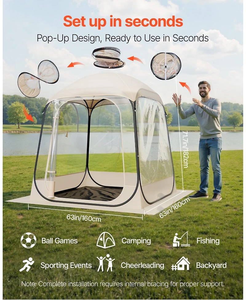 Skonyon Pop-up Sports Tent Waterproof Portable Bubble Tent for 2-4 Persons