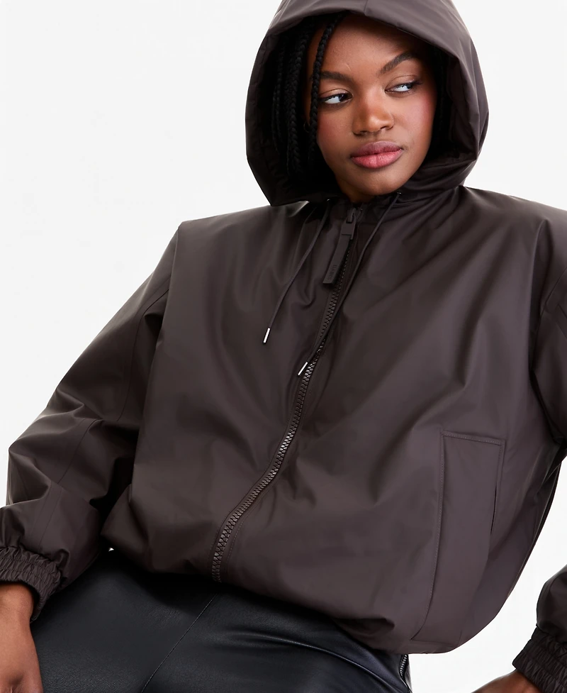 Rains Women's Lohja Cropped-Hooded Bomber Jacket