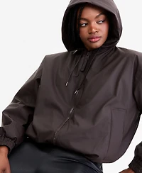 Rains Women's Lohja Cropped-Hooded Bomber Jacket