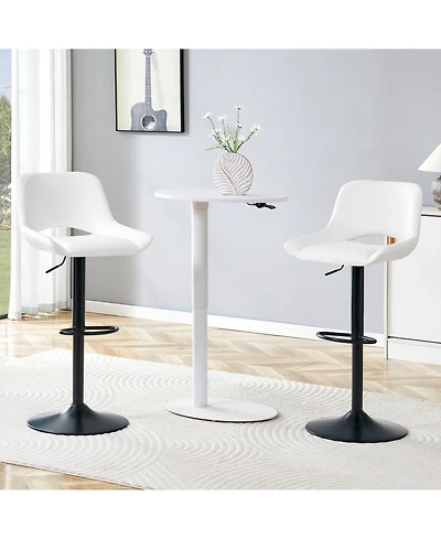 Rainsken Swivel Bar Stools Set of 2, with Linen Fabric Cushion, Metal Leg Kitchen Island Chairs, Holds Up to 250 lbs, for Restaurant, Dining Room