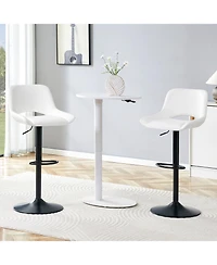 Rainsken Swivel Bar Stools Set of 2, with Linen Fabric Cushion, Metal Leg Kitchen Island Chairs, Holds Up to 250 lbs, for Restaurant, Dining Room