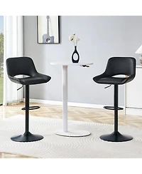 Rainsken Swivel Bar Stools Set of 2, with Linen Fabric Cushion, Metal Leg Kitchen Island Chairs, Holds Up to 250 lbs, for Restaurant, Dining Room
