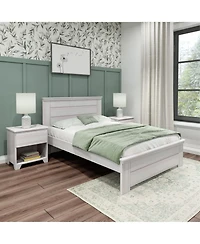 Max & Lily Full Bed Frame with Panel Headboard, Modern Farmhouse Solid Wood Platform