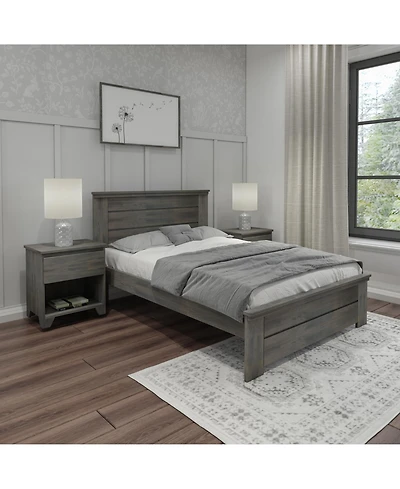 Max & Lily Full Bed Frame with Panel Headboard, Modern Farmhouse Solid Wood Platform
