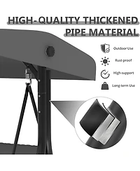 GarveeLife Outdoor Porch Swing with Adjustable Canopy 3 Seat Patio Swing Chair Heavy Duty Outdoor Swing with Cup Holder Tray Cushion and Pillows