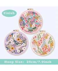 Gnuadz 3 Pack Embroidery Starter Kit Cross Stitch Beginner Plastic Rings Threads
