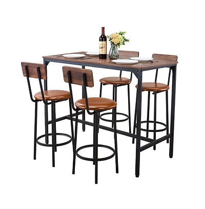 Sugift Bar Table 5PCS 47 Bars Tables Set Bar Tables and Chair Set with Rounded Edge Design