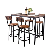 Sugift Bar Table 5PCS 47 Bars Tables Set Bar Tables and Chair Set with Rounded Edge Design
