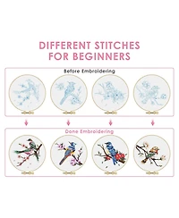 Gnuadz Embroidery Kit Adults Beginner Flowers Bird Hoop Thread