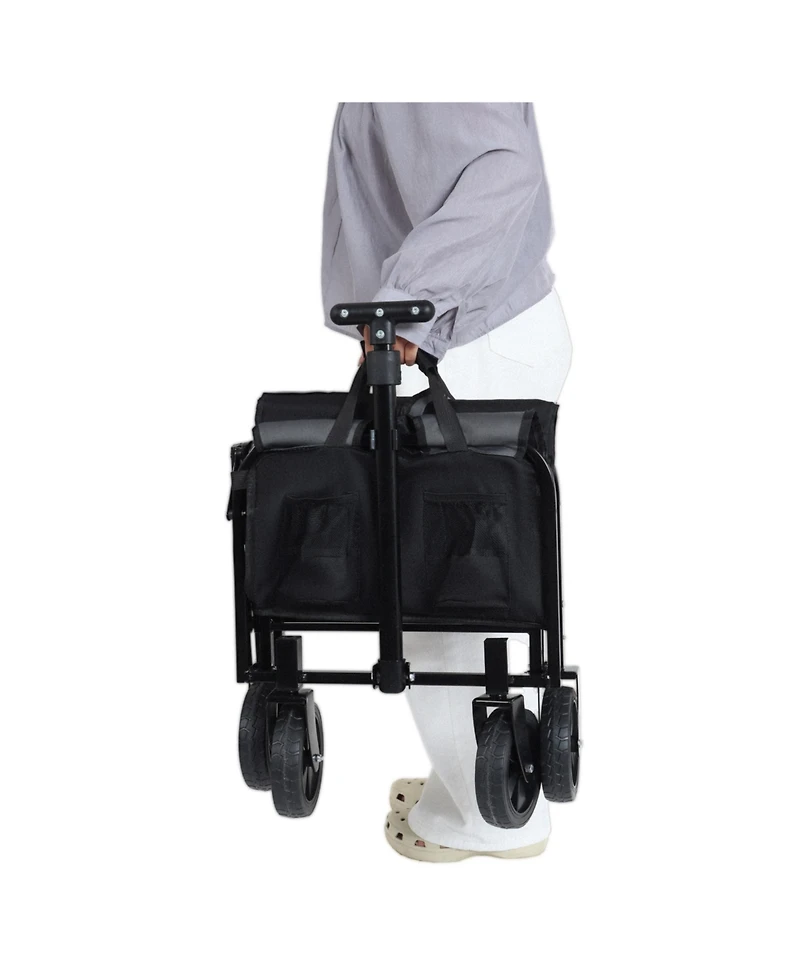 Mondawe All-in-One Convertible Camping Utility Carts - Bench Seat, Dog Tether w/ 360degree(s) All-Terrain Wheels