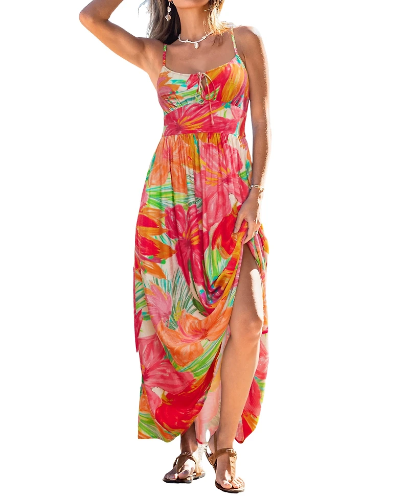 Cupshe Women's Wild Hibiscus Floral Maxi Beach Dress