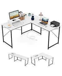 Slickblue 95 Inch L-Shaped Computer Desk with Monitor Stand Reversible