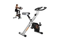 Fed Fitness Folding Indoor Cycling Bike, Quiet Compact Workout Bike with Large Seat and Lcd Monitor