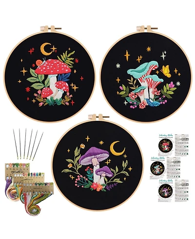 Gnuadz 3 Pack Embroidery Kit Adults Beginners Hoop Thread Guide Diy