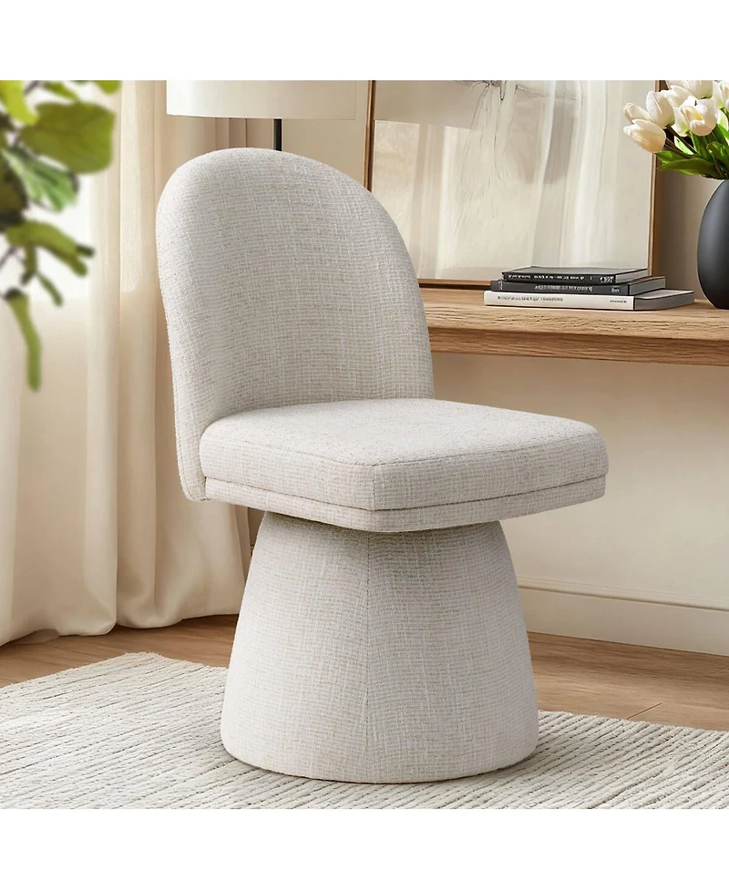 Maison Boucle Swivel Home Office Chair, Upholstered Fabric Desk Armless, 1 Pc