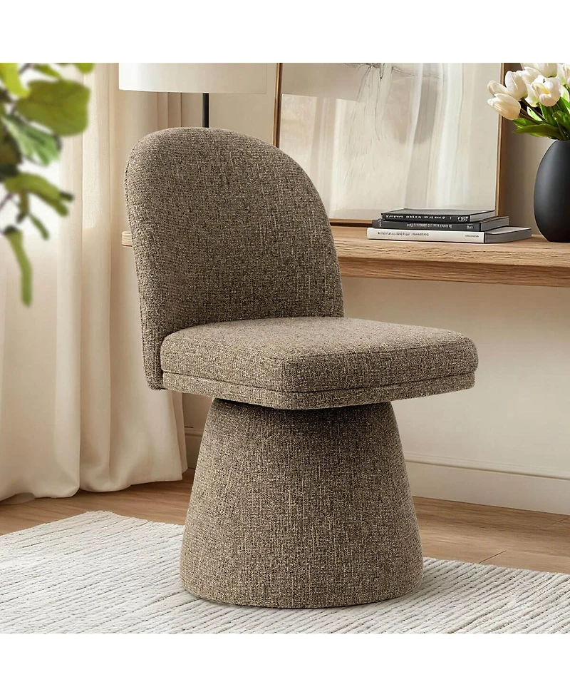 Maison Boucle Swivel Home Office Chair, Upholstered Fabric Desk Armless, 1 Pc