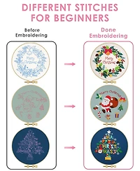 Gnuadz Christmas Embroidery Kit Adults 3 Sets Hoops Threads