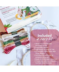 Gnuadz Elly Grace Embroidery Kit Hoop Beginners Adults Thread Silent Night