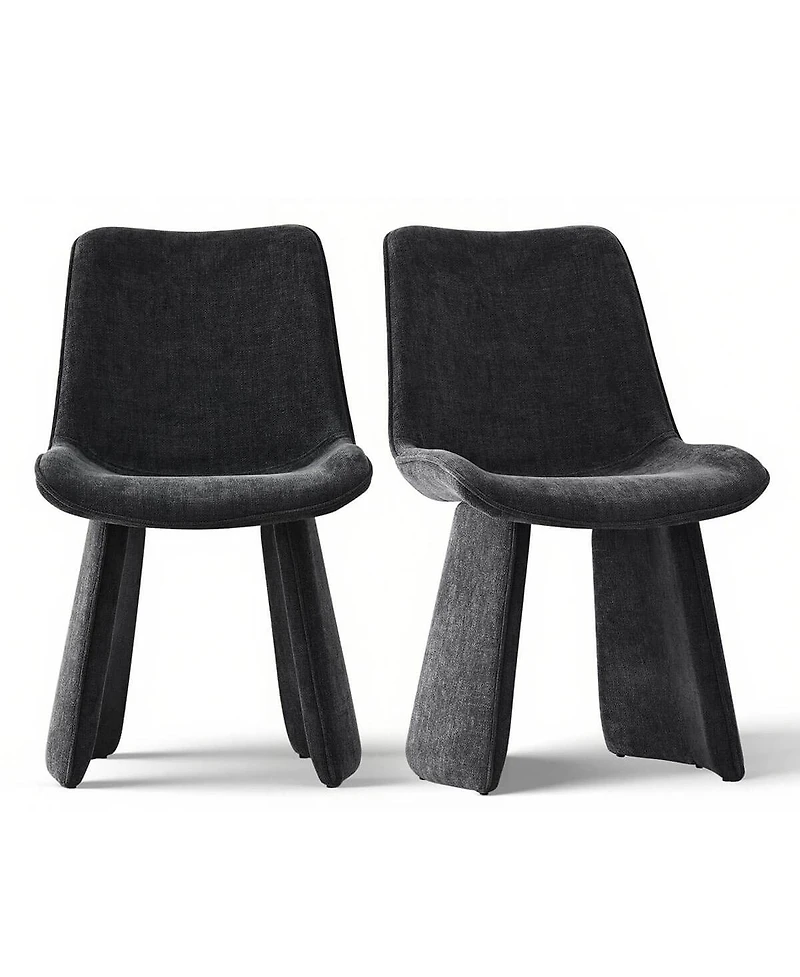 Maison Boucle Modern Upholstered Dining Chairs Set of 2, Curved Back, Armless