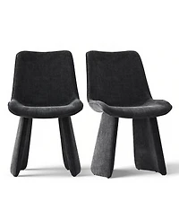 Maison Boucle Modern Upholstered Dining Chairs Set of 2, Curved Back, Armless