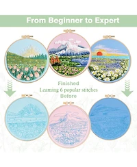 Gnuadz Embroidery Kit Floral Sunshine Pattern Diy Hoop Floss Set Of 3