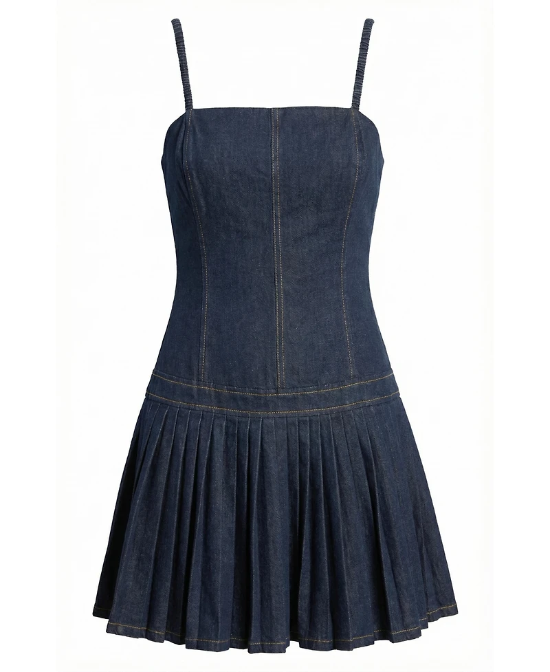 Modenaire Women's Ayesha Fitted Spaghetti Strap Pleated Mini Dress