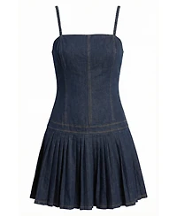 Modenaire Women's Ayesha Fitted Spaghetti Strap Pleated Mini Dress