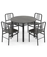 Slickblue Modern 5 Piece Round Dining Table Set with Storage Shelf